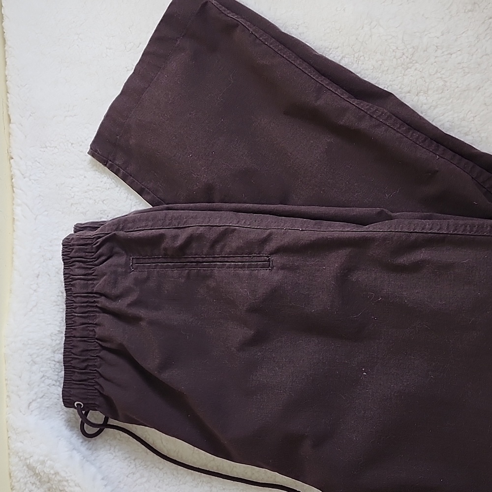Hasting & Smith Women's Dark Brown Loose Drawstring Elastic Waist Pants, Size L